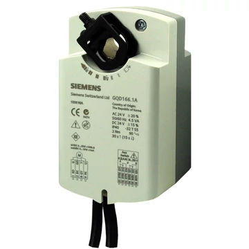 GQD166.1AForgató zsalumozgató, AC/DC 24 V, 2 Nm, DC 0...10 V, rugós visszatérítéssel, 2 kapcsolóval