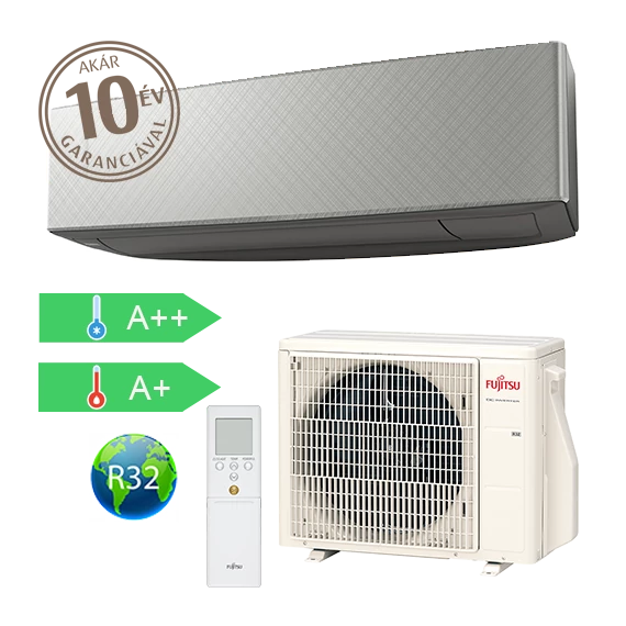 Fujitsu DESIGN 3.4kW oldalfali split klíma FEKETE (KE)