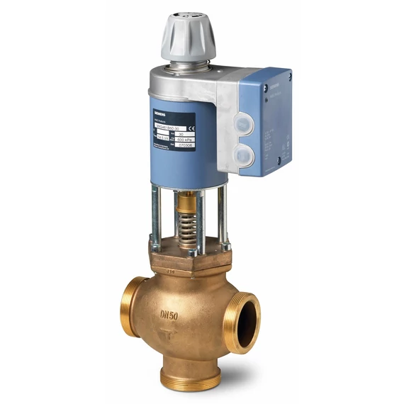 MXG461B50-30Modulációs keverő/2-járatú magnetikus szelep, menetes, PN16, DN50, kvs 30, AC/DC 24 V