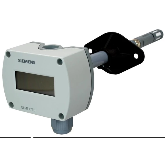 QFM3171D Légcsatornába építhető páratartalom (4...20 mA) és hőmérséklet (0...20 mA) érzékelő, kijelzővel