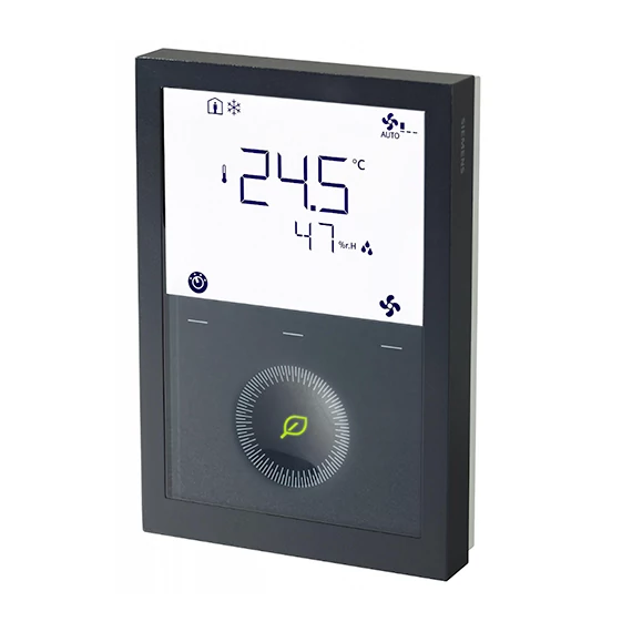 RDG200KN/BK  KNX kommunikációképes szobatermosztát. Kimenetek: modulációs (PWM / 3-pont) vagy on/off. fan coil (3-fokozat / DC vent.), univerzális alkalmazások