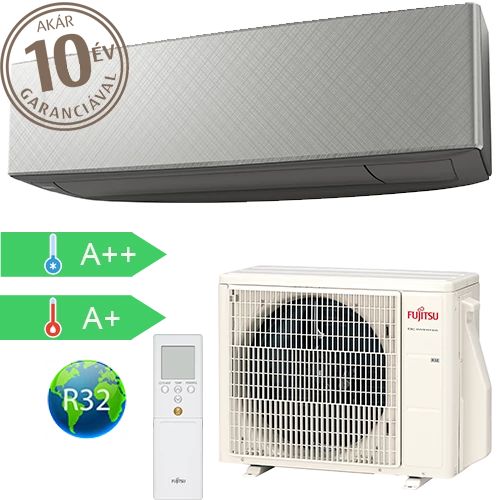 Fujitsu DESIGN 3.4kW oldalfali split klíma SZÜRKE (KE) KETE-B - ASYG12KETEB/AOYG12KETA