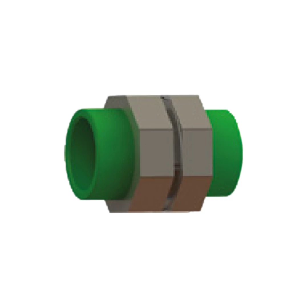 AquaPlus PP-R tokos sárgaréz hollandi összekötő D 63 mm csövekhez (anya/anya)
